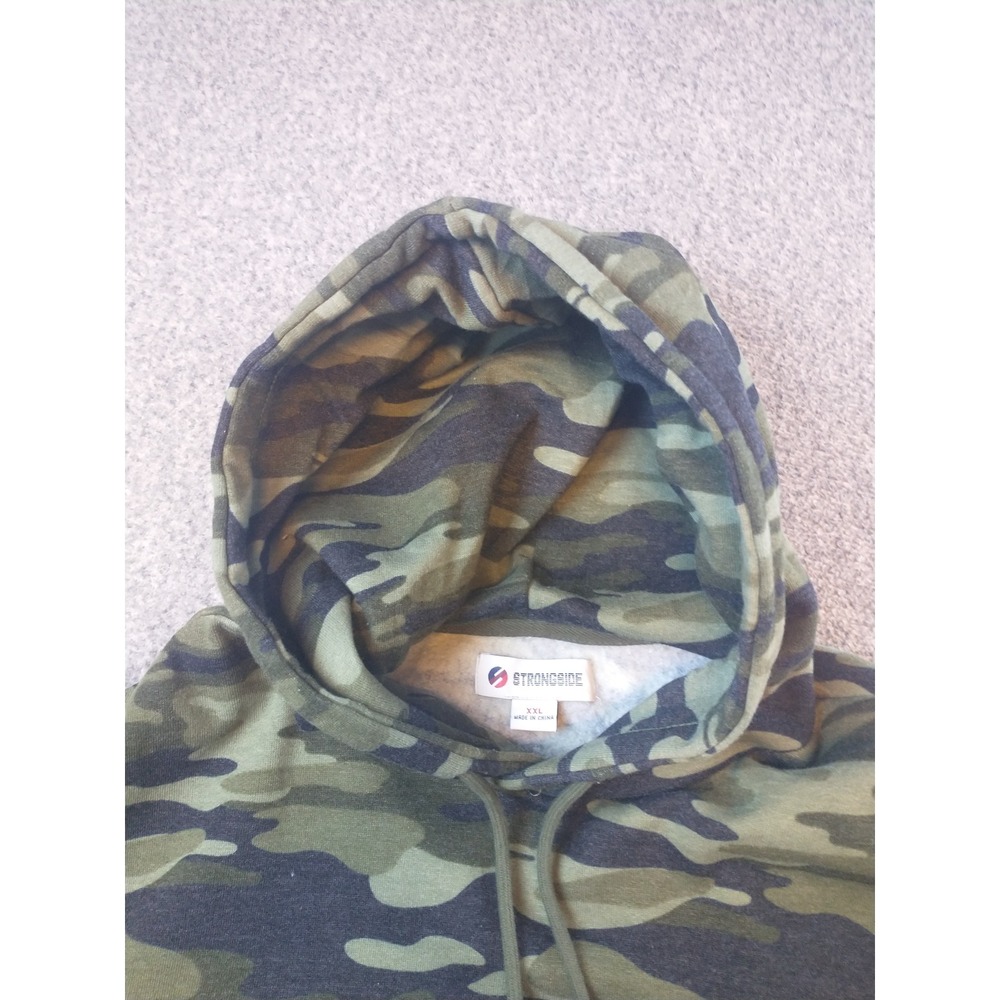 Strongside Mens Camo Fleece Hoodie Sweatshirt Green Camouflage Pullover  2XL - Picture 9 of 10